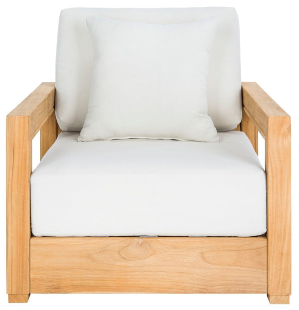 Safavieh Montford Teak Armchair Casing White Linen Fabric CPT1000D-CASING