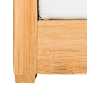 Safavieh Montford Teak Armchair Casing White Linen Fabric CPT1000D-CASING