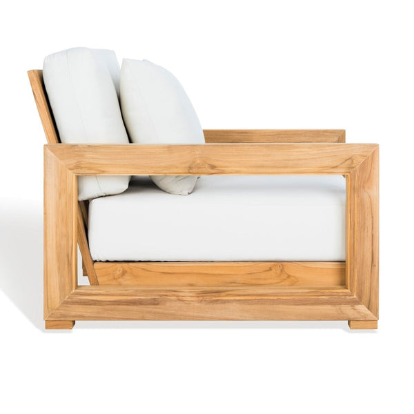 Safavieh Montford Teak Armchair Casing White Linen Fabric CPT1000D-CASING