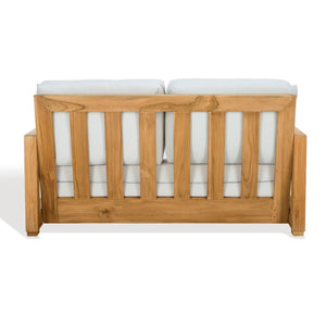 Safavieh Montford Teak 2-Seat Bench Casing White Linen Fabric CPT1003D-CASING