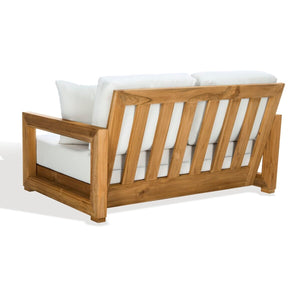 Safavieh Montford Teak 2-Seat Bench Casing White Linen Fabric CPT1003D-CASING