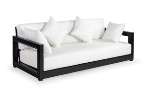 Montford 3-Seat Sofa in Beige with Elegant Black Metal Arms for Modern Living Room Comfort