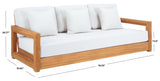 Safavieh Montford Teak 3-Seat Bench Casing White Linen Fabric CPT1004D-CASING