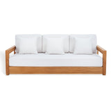 Safavieh Montford Teak 3-Seat Bench Casing White Linen Fabric CPT1004D-CASING