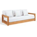 Safavieh Montford Teak 3-Seat Bench Casing White Linen Fabric CPT1004D-CASING