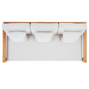 Safavieh Montford Teak 3-Seat Bench Casing White Linen Fabric CPT1004D-CASING