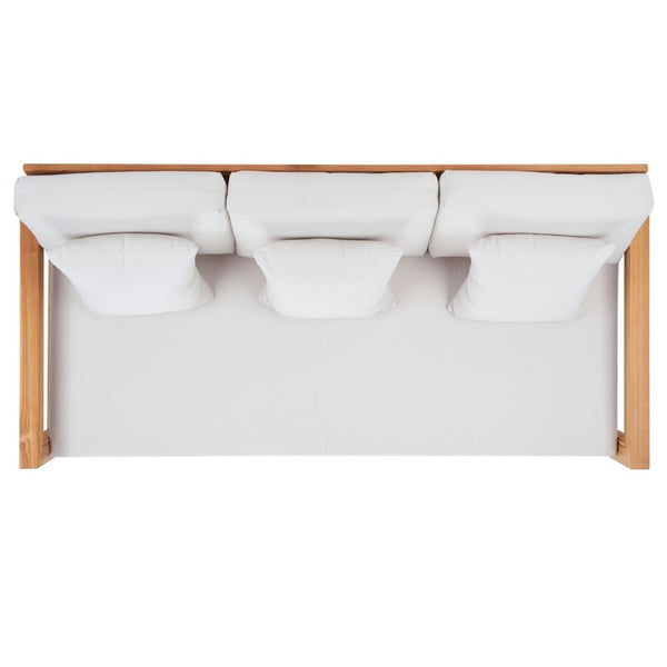 Safavieh Montford Teak 3-Seat Bench Casing White Linen Fabric CPT1004D-CASING