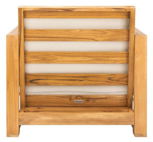 Curacao Teak Wood Outdoor Club Chair – Stylish Natural & White Design for Ultimate Comfort & Relaxation