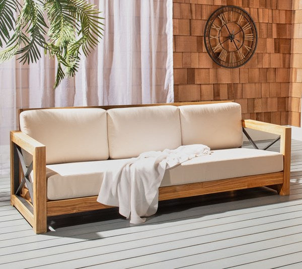 Curacao Teak Wood Outdoor 3-Seat Sofa - Stylish, Durable, and Perfect for Your Patio or Deck!