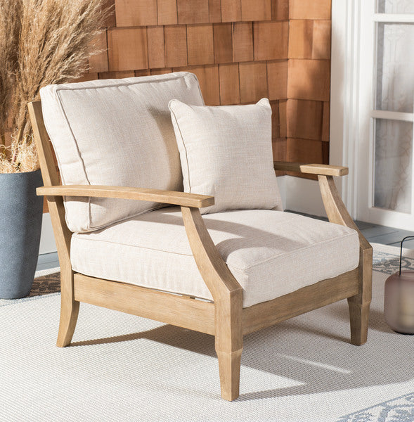 Martinique Wood Patio Armchair - Elegant Eucalyptus Relaxation for Stylish Outdoor Spaces