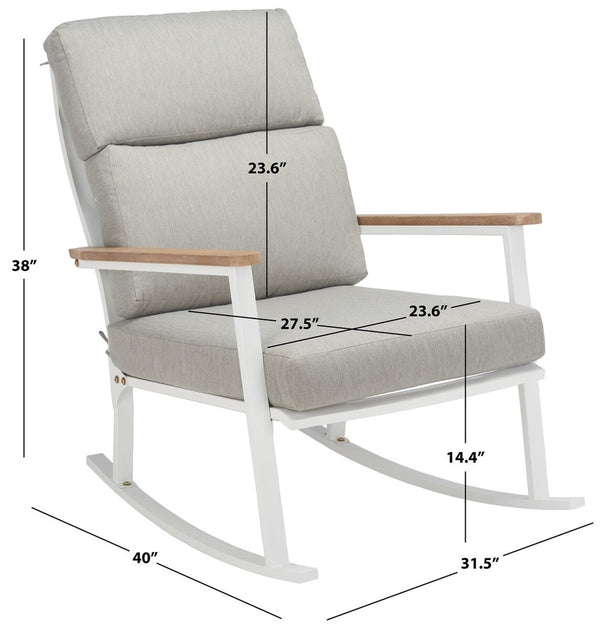 Safavieh Brutus Rocking Chair XII23 White / Light Grey / Natural Metal / Wood / Fabric / Foam CPT1035A