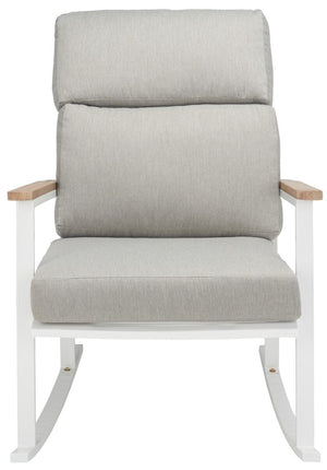 Safavieh Brutus Rocking Chair XII23 White / Light Grey / Natural Metal / Wood / Fabric / Foam CPT1035A