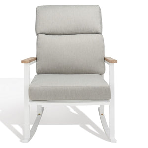 Safavieh Brutus Rocking Chair XII23 White / Light Grey / Natural Metal / Wood / Fabric / Foam CPT1035A