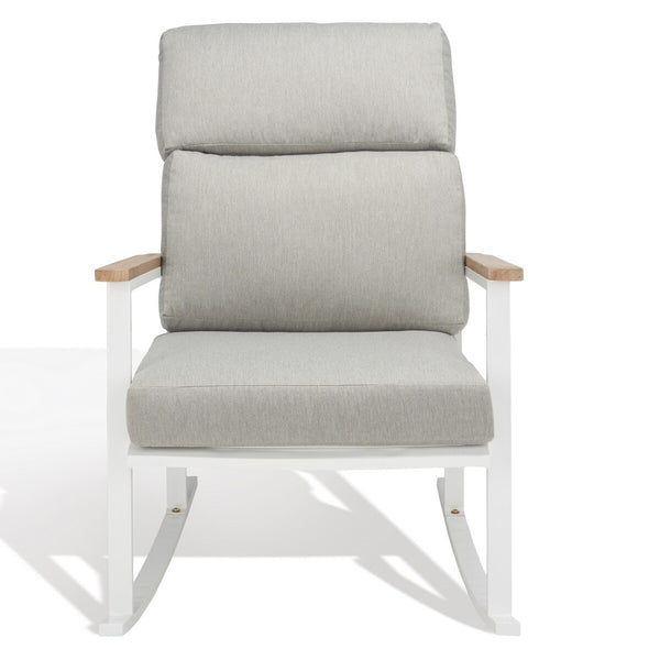 Safavieh Brutus Rocking Chair XII23 White / Light Grey / Natural Metal / Wood / Fabric / Foam CPT1035A