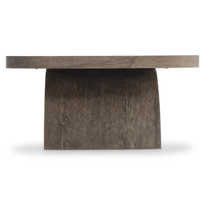 Bernhardt Bernhardt Sculptural Dama Cocktail Table In Wire-Brushed Brun Oak With Cantilevered Sloped Base & Casters 548018