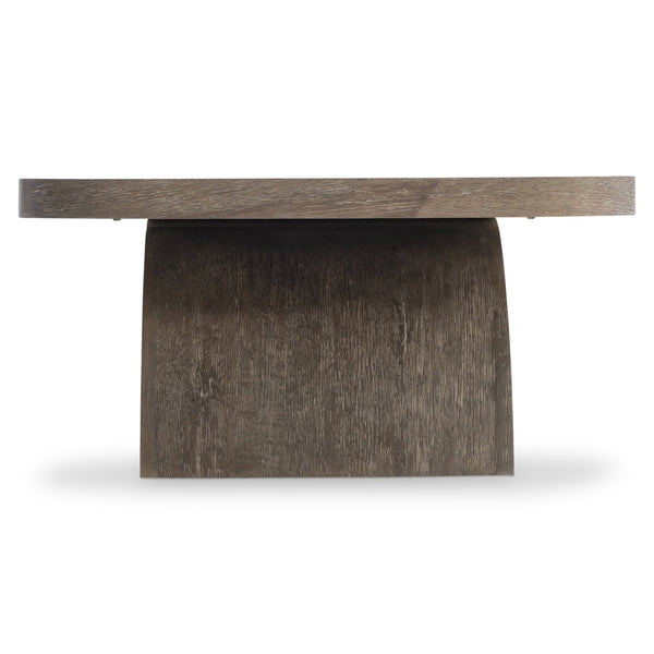 Bernhardt Bernhardt Sculptural Dama Cocktail Table In Wire-Brushed Brun Oak With Cantilevered Sloped Base & Casters 548018