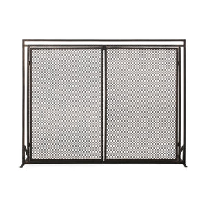 English Elm Christopher Knight Home® - FIREPLACE Samantha Iron Screen with Matte Finish, Handcrafted Mesh Guard, Dual Doors & Sleek Frame Black+Gold 67721.00BBGLD