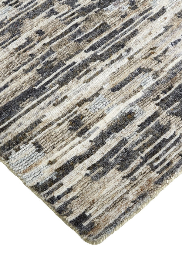 Feizy Rugs Conroe Hand-knotted Wool And Viscose Abstract Rug – Luxurious Modern Art For Your Home Décor Gray,Blue,Silver Wool,Viscose Cro6821fgry000c50