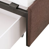 Homelegance By Top-Line Chase Tufted Linen Headboard Storage Platform Bed Brown Linen