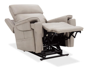 Hooker Furniture Lyra Semi-Aniline Top Grain Leather Power Lift Recliner With Wireless Charging, Cupholder, Lumbar Grey RC622-PHLL4-091