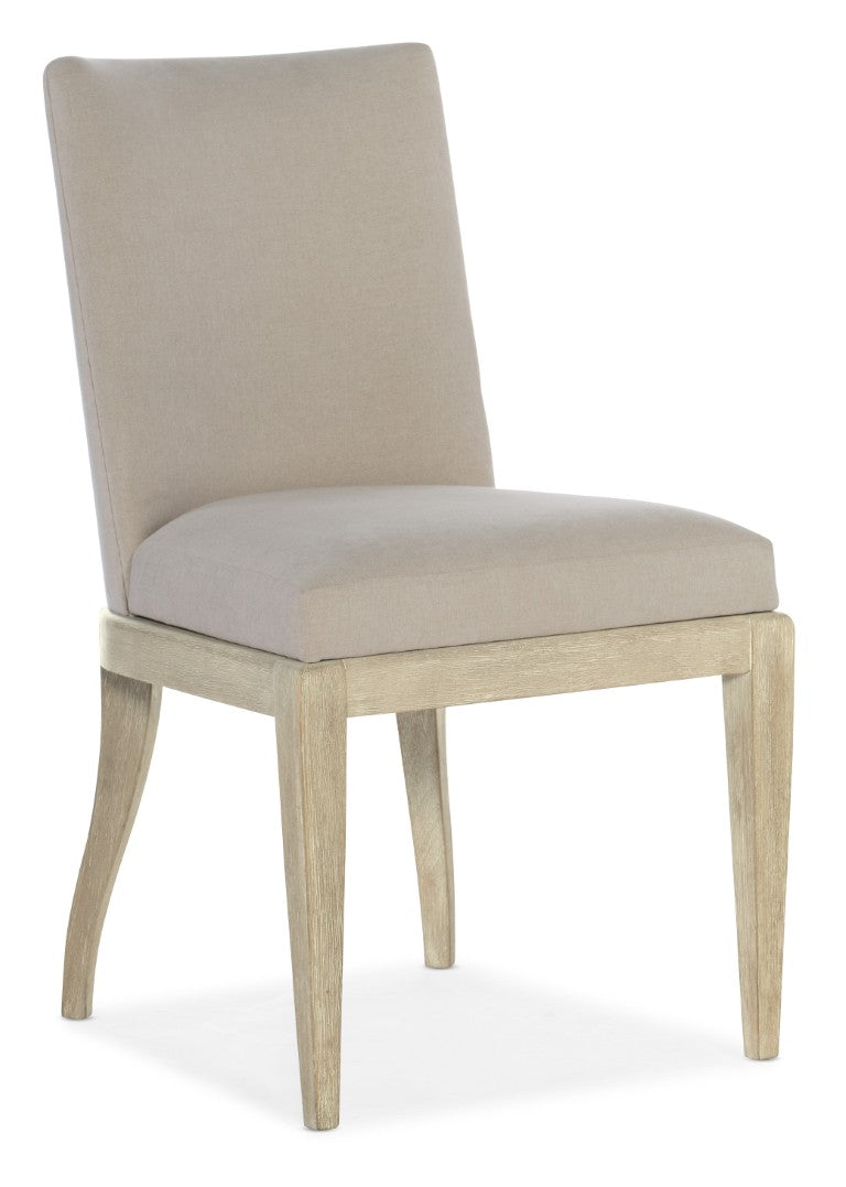 Hooker Furniture Cascade Taupe Upholstered Side Chair With Performance Fabric, Oak Veneer, Distressed Finish—Durable Comfort 6120-75410-80
