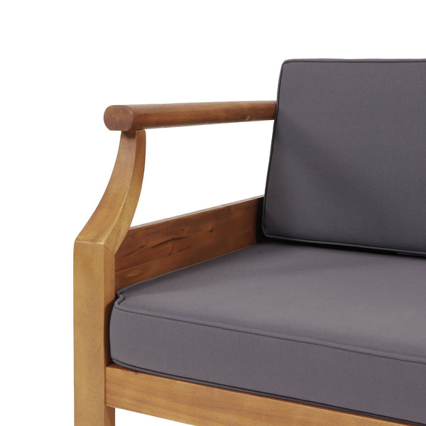 English Elm Aston Outdoor 4 Piece Acacia Wood Chat Set with Mid Century Slat Panel Design 72996.00-72997.00-74099.00DGRY