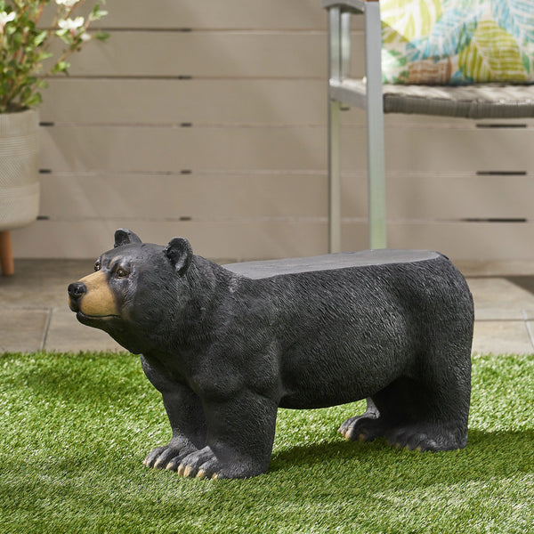 English Elm Christopher Knight Home® - MGO Bear Bench Lightweight Concrete Outdoor Bench in Matte Black with Detailed Bear Design, 31.75" W 72985.00