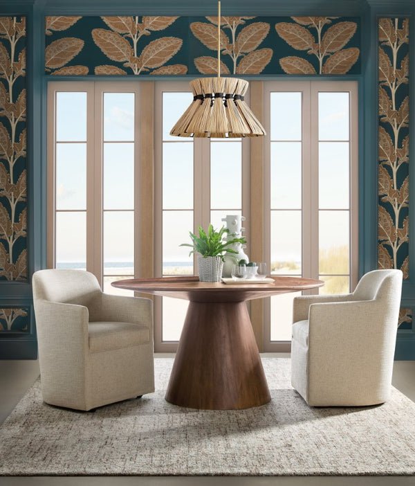 Hooker Furniture Commerce Madison Round Dining Table With Sculptural Pedestal, Solid Mango Wood, Durable Finish Medium Wood 7228-75005-85