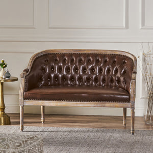 Christopher Knight Home® - Noble House - Faye Traditional Tufted Upholstered Loveseat, Dark Brown And Antique