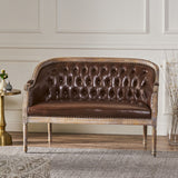 Christopher Knight Home® Faye Traditional Tufted Upholstered Loveseat, Dark Brown And Antique