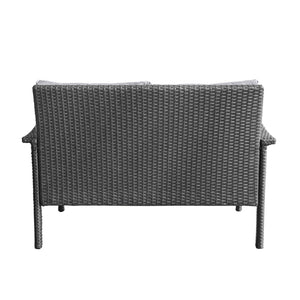 English Elm Christopher Knight Home® - HONOLULU Loveseat Grey Silver PE Rattan Patio Sofa with Iron Frame, Waterproof Cushions, Compact 44.25"L 52919.00IRNGRY