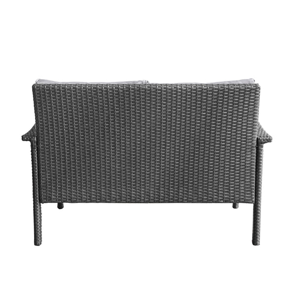 English Elm Christopher Knight Home® - HONOLULU Loveseat Grey Silver PE Rattan Patio Sofa with Iron Frame, Waterproof Cushions, Compact 44.25"L 52919.00IRNGRY