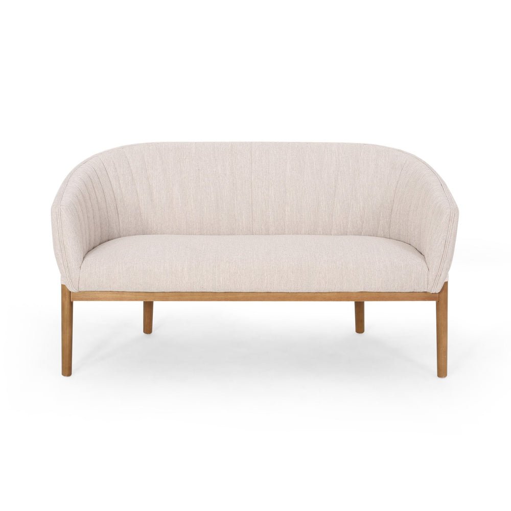 English Elm Loveseat Mid-century Modern Channel Tufted Upholstered Sofa with Rubberwood Tapered Legs 65780.00FBGE