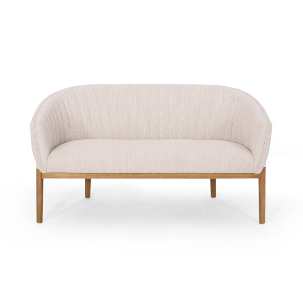 English Elm Loveseat Mid-century Modern Channel Tufted Upholstered Sofa with Rubberwood Tapered Legs 65780.00FBGE
