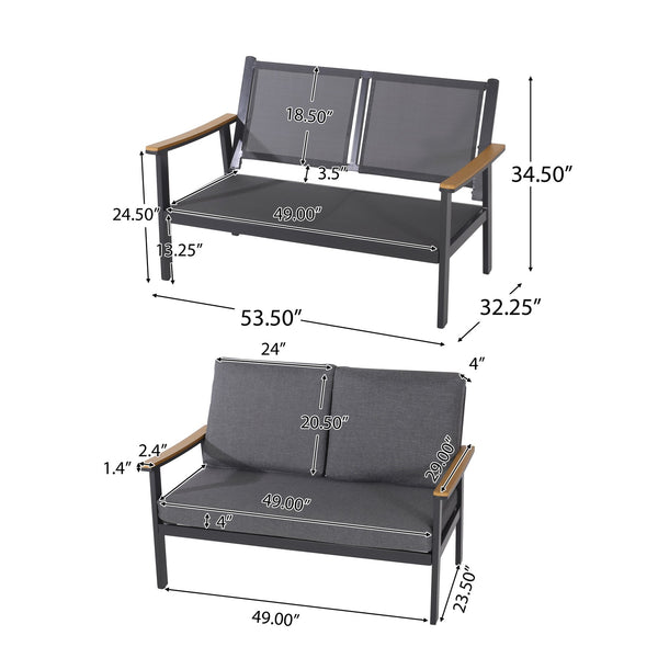 English Elm Sinclair Outdoor 4 Piece Chat Set Aluminum Frame with Olefin Cushions Patio Seating 62850.00GGRY