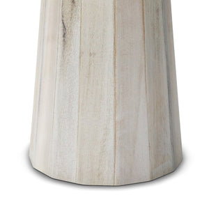 English Elm Dayton Handcrafted Wooden Accent Table with Sculptural Textured Finish — Multipurpose End or Side Table White B136P158438
