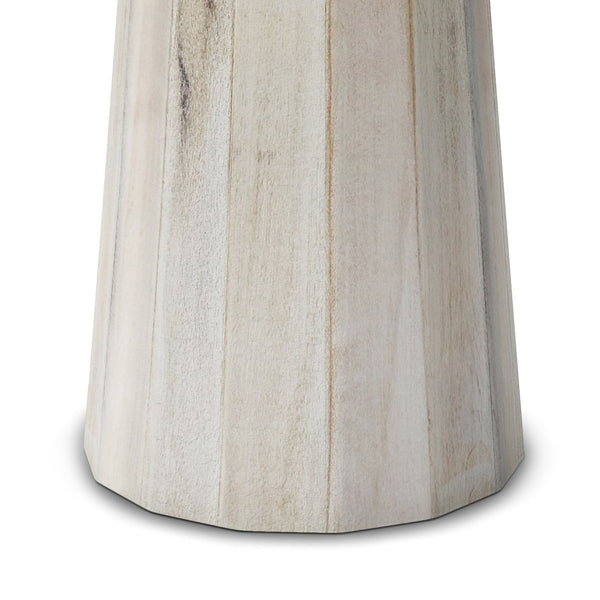 English Elm Dayton Handcrafted Wooden Accent Table with Sculptural Textured Finish — Multipurpose End or Side Table White B136P158438