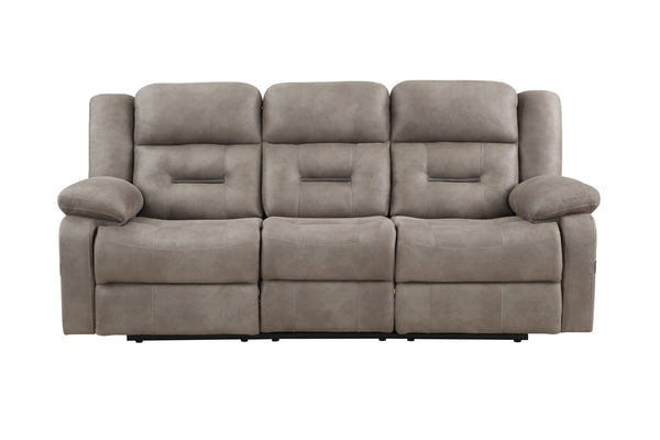 English Elm Steve Silver - Abilene Manual Sofa Tan — Microsuede Recliner with Drop-Down Console, Cupholders, Storage Pockets and Solid Wood Frame B081P157492
