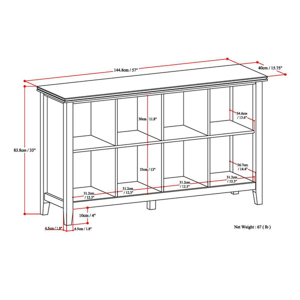 English Elm Artisan 8 Cube Storage Sofa Table – Elegant Russet Brown Wood Design For Versatile Home Organization B136P159472