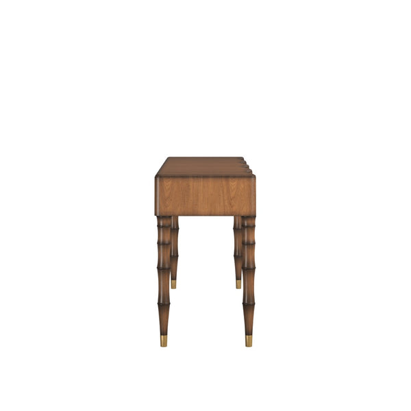 A.R.T. Furniture Harbor Sofa Table - Elegant Entryway Console with Bamboo Legs, Brass Accents & 4 Smooth-Gliding Drawers 338314-2731