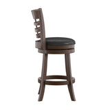 Homelegance By Top-Line Hudson Window Back Faux Leather Swivel Counter Height Stool Black Rubberwood