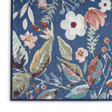 Nourison Washables NWB01 Machine Made Power-loomed Borderless Design Indoor Only Vintage Farmhouse Rug Navy Multicolor, Navy Multicolor Front Base, 85% Polyester,9% Cotton,6% Other Fibers 99446912237