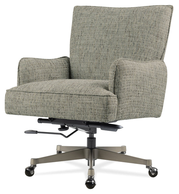 Hooker Furniture Quinn Polyester Upholstered Executive Office Chair with Swivel Tilt and Pewter Metal Base EC426-400