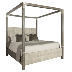 Bernhardt Bernhardt Palma King Canopy Bed With Woven Abaca Panels, Rustic White Oak & Tarnished Nickel Accents K1263