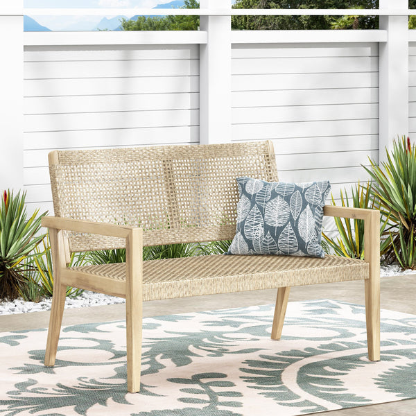 English Elm Christopher Knight Home® - Outdoor Wicker and Acacia Wood Loveseat - Weather-Resistant, Easy Assembly, Coastal Minimalist Design (96) 74229.00MLBRN