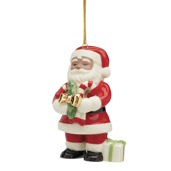 Lenox African American Santa With Pickle Ornament Red, IVORY PORCELAIN 896337