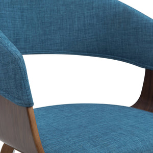English Elm Lowell Bentwood Dining Chair - Stylish Blue Linen Upholstery, Mid-Century Modern Design & Comfort B136P158836