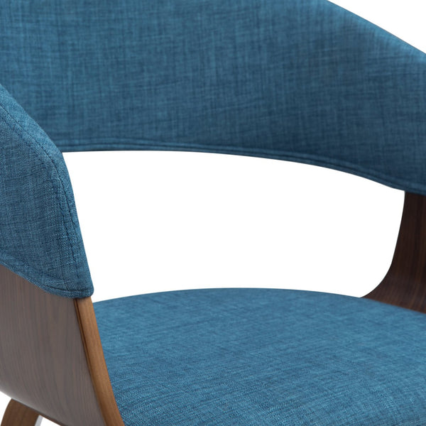 English Elm Lowell Bentwood Dining Chair - Stylish Blue Linen Upholstery, Mid-Century Modern Design & Comfort B136P158836