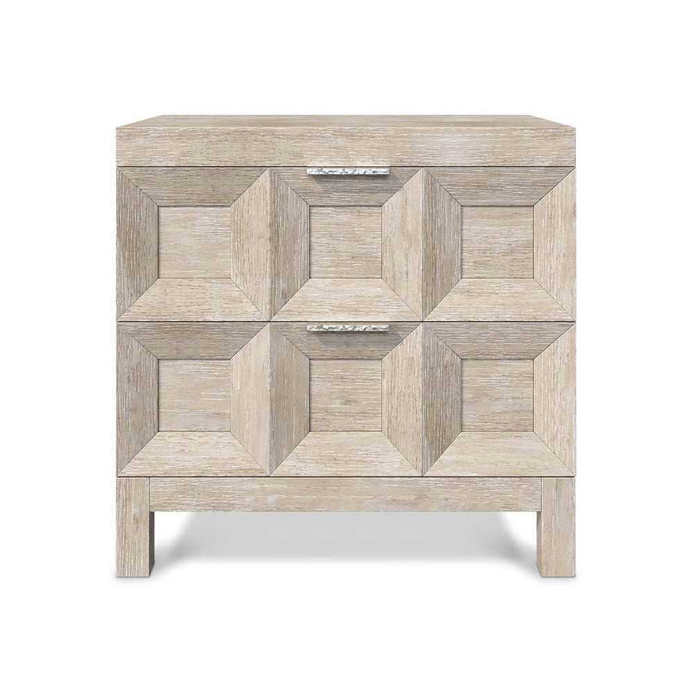 Bernhardt Bernhardt Prado Nightstand Tawny Wire-Brushed Oak Veneer, Coffered Resin Fronts, Usb Charging 324233A