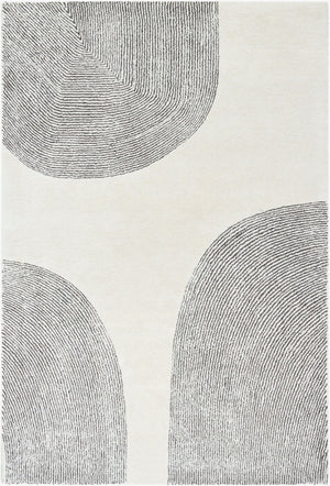 Livabliss Carolena Hand Tufted Wool Area Rug Soft Medium Pile for Entryway or Bedside Ivory, Charcoal 2' x 3' CRA2302-23